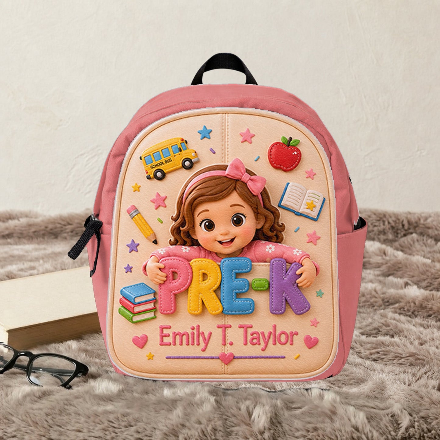 Personalized 3D Curly Haired Little Latina Boy Backpack, Cute Pre-K Back To School Gift For Preschool Kids