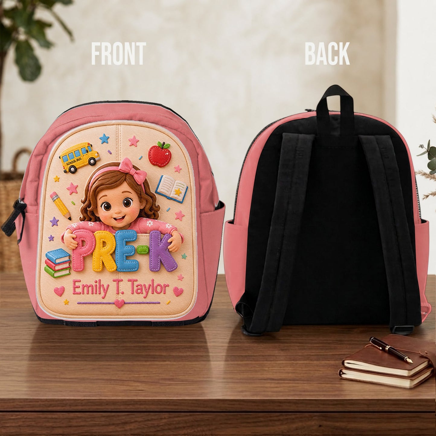 Personalized 3D Curly Haired Little Latina Boy Backpack, Cute Pre-K Back To School Gift For Preschool Kids