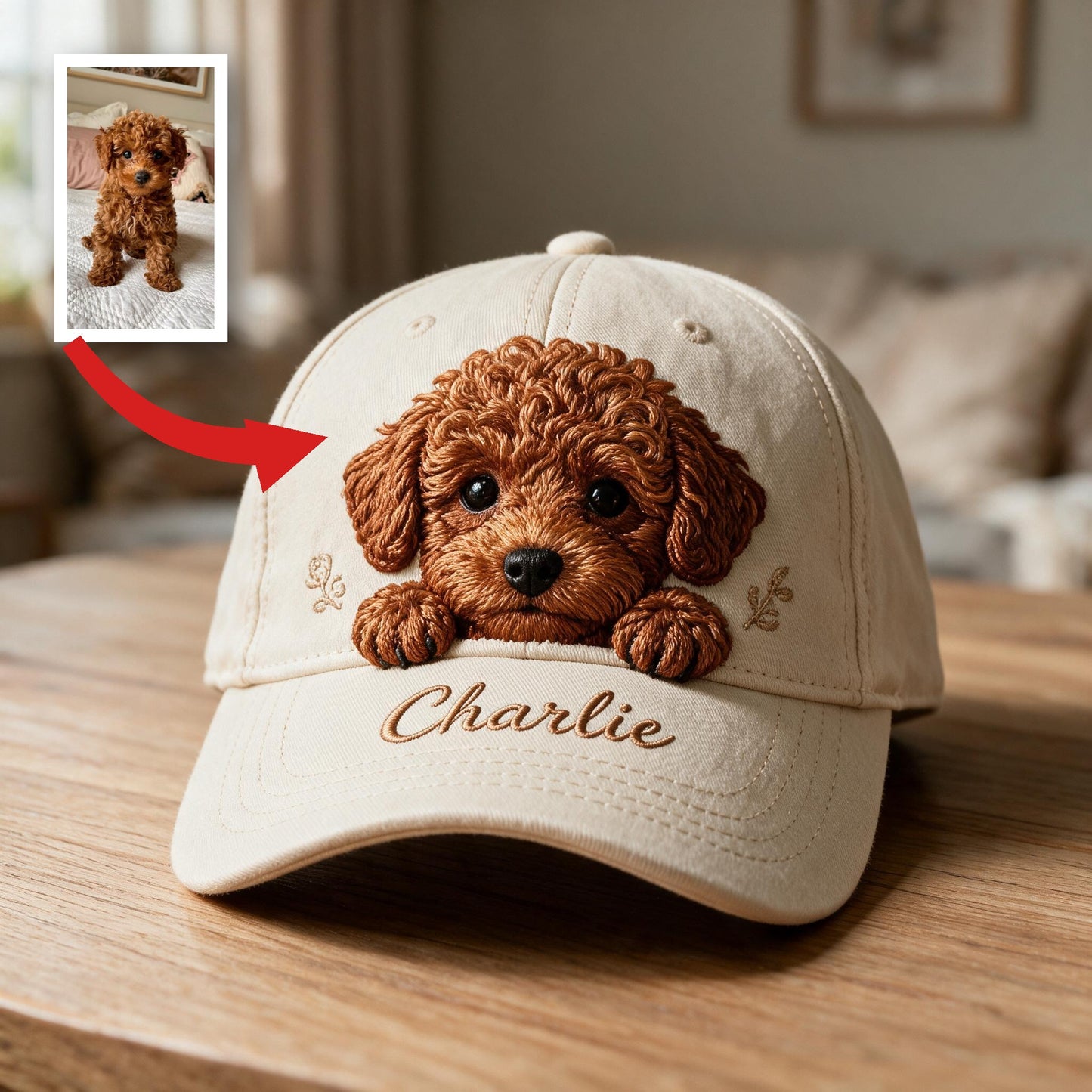 Personalized Embroidered Style Peeking Brown Poodle Classic Cap, Custom Gift for Poodle Lovers and Pet Owners