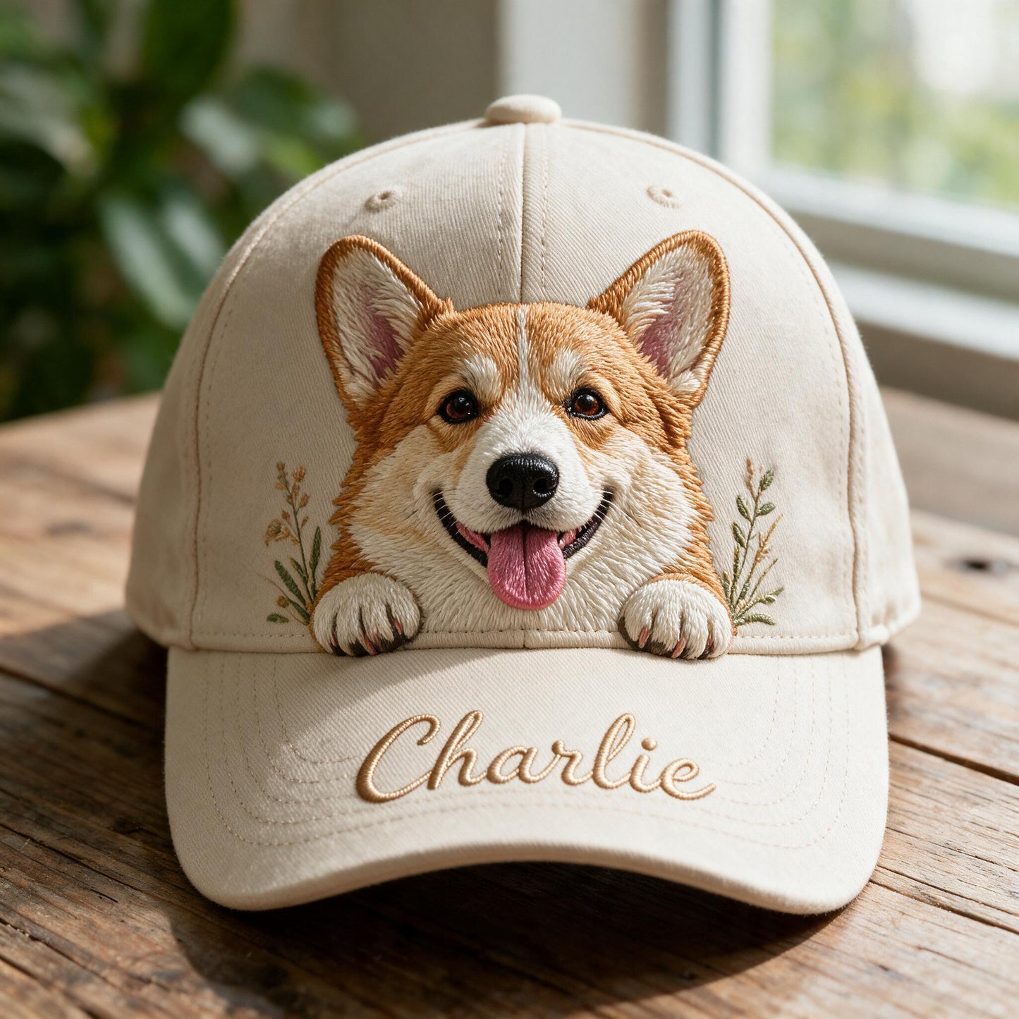 Personalized Peeking Welsh Corgi Classic Cap, Custom Embroidered Gift for Corgi Lovers Pet Dog Owners