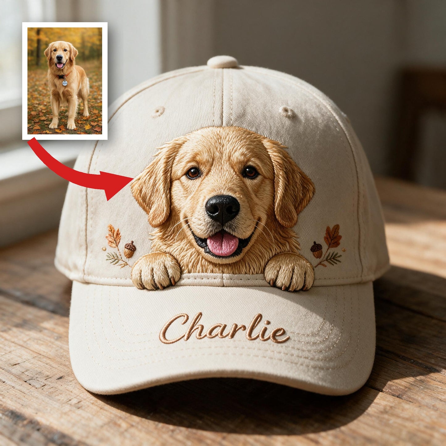 Personalized Peeking Golden Retriever Classic Cap, Custom Pet Hat Gift for Golden Retriever Owners and Dog Lovers
