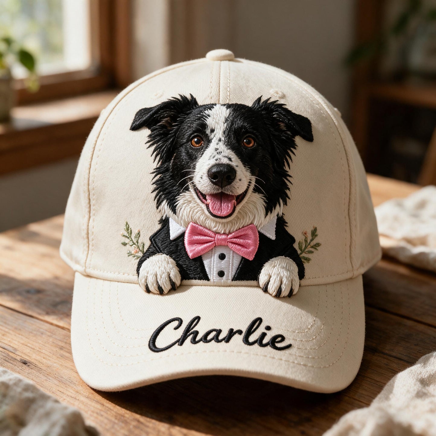 Personalized Embroidered Border Collie Classic Cap, Custom Pet Name Gift for Dog Lovers Casual Outdoor Sun Hat