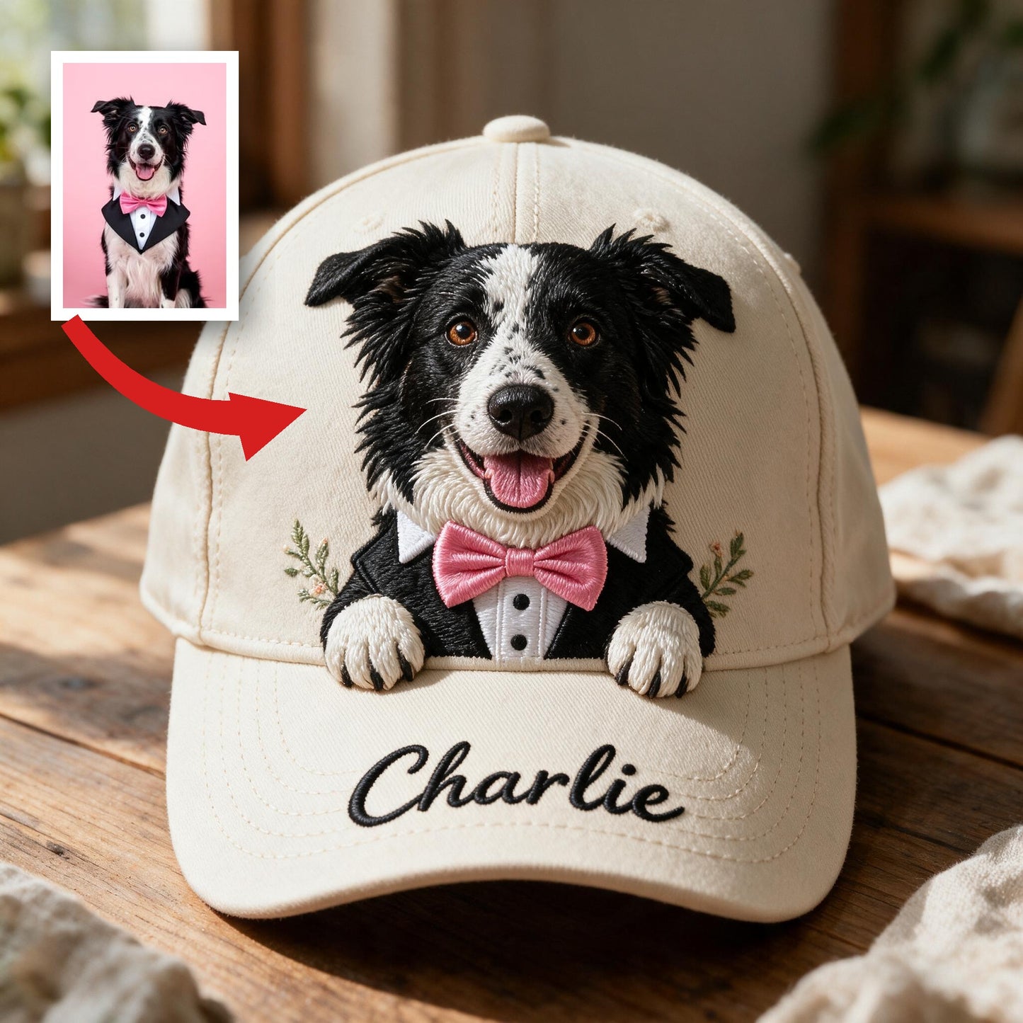 Personalized Embroidered Border Collie Classic Cap, Custom Pet Name Gift for Dog Lovers Casual Outdoor Sun Hat