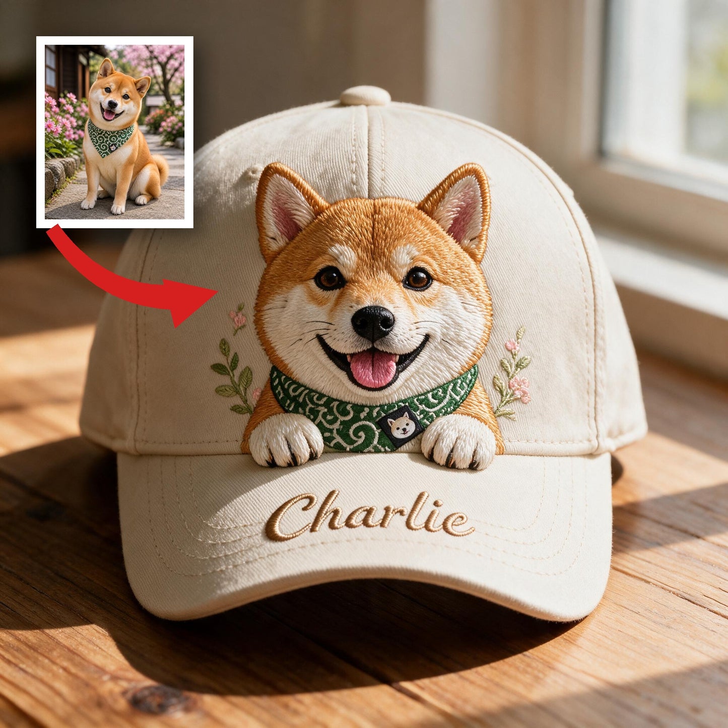 Personalized Embroidered Smiling Shiba Inu Classic Cap, Custom Dog Lover Gift Casual Outdoor Sun Hat