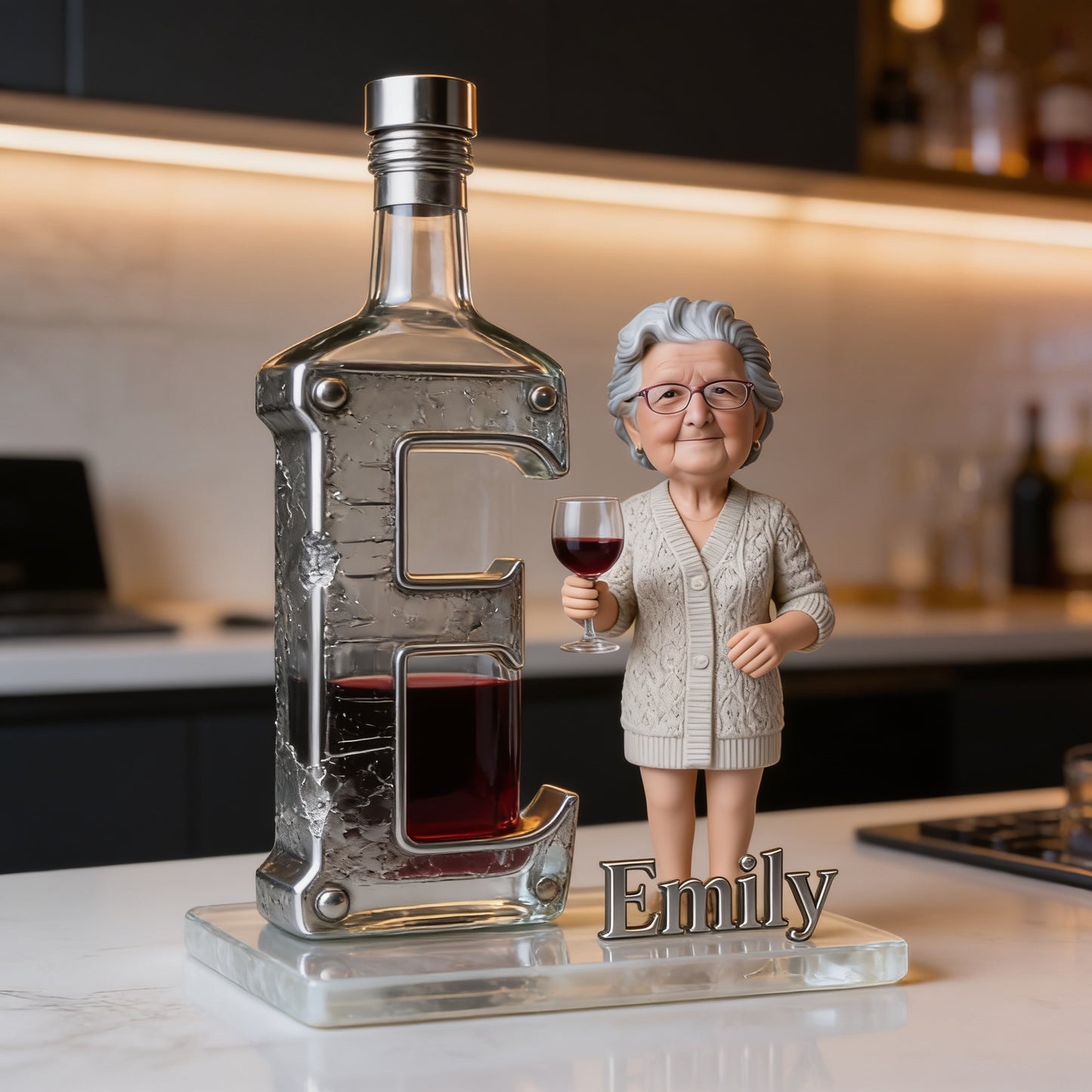 Personalized Wine Loving Grandma Custom Shaped Acrylic Plaque - Unique Mother's Day Gift Kitchen Bar Desk Decor