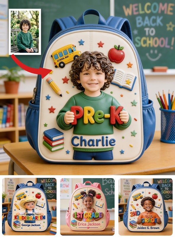 Personalized 3D Curly Haired Little Latina Boy Backpack, Cute Pre-K Back To School Gift For Preschool Kids