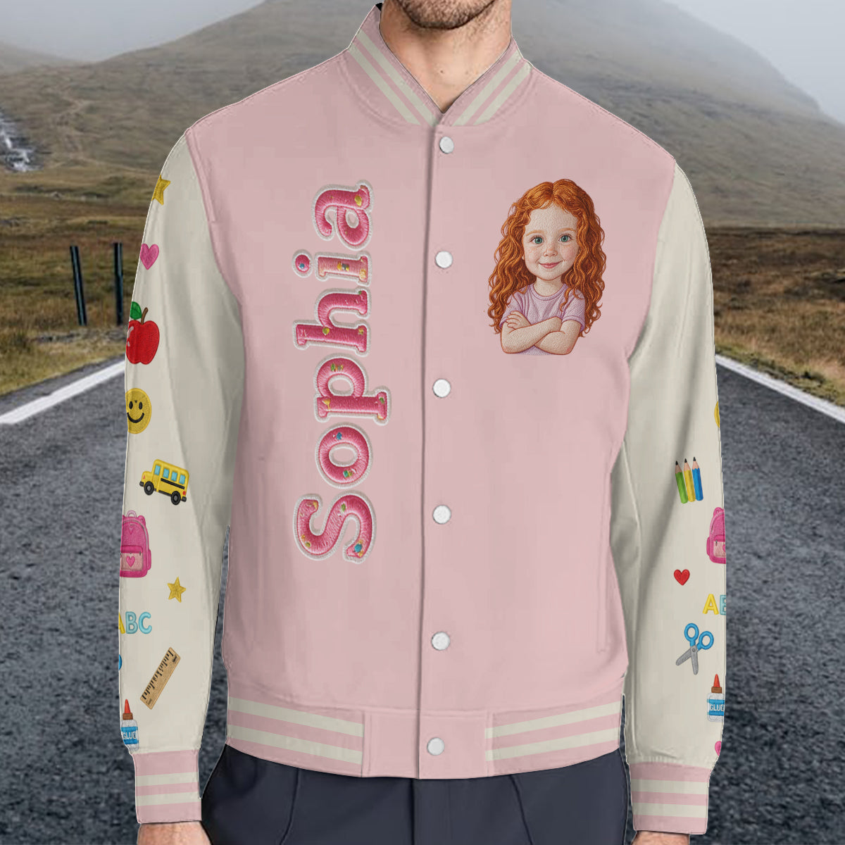 Personalized Little Girl Back To School Varsity Jacket Custom Photo Name Grade Kids Pre-K School Outfit Gift