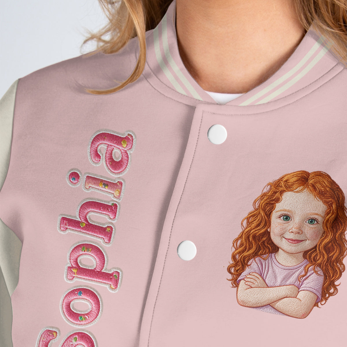Personalized Pastel Pink Black Girl Back To School Varsity Jacket Custom Any Grade Kid Gift Outerwear