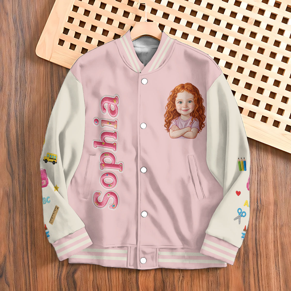 Personalisierte Little Black Boy Back To School Varsity Jacket mit Namen