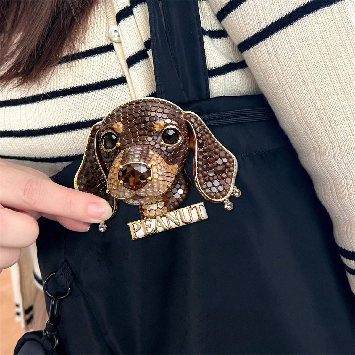 Personalized Jeweled Giant Great Dane Dog Pin, Unique Custom Gift for Pet Lovers, Jacket Backpack Decor Accessory