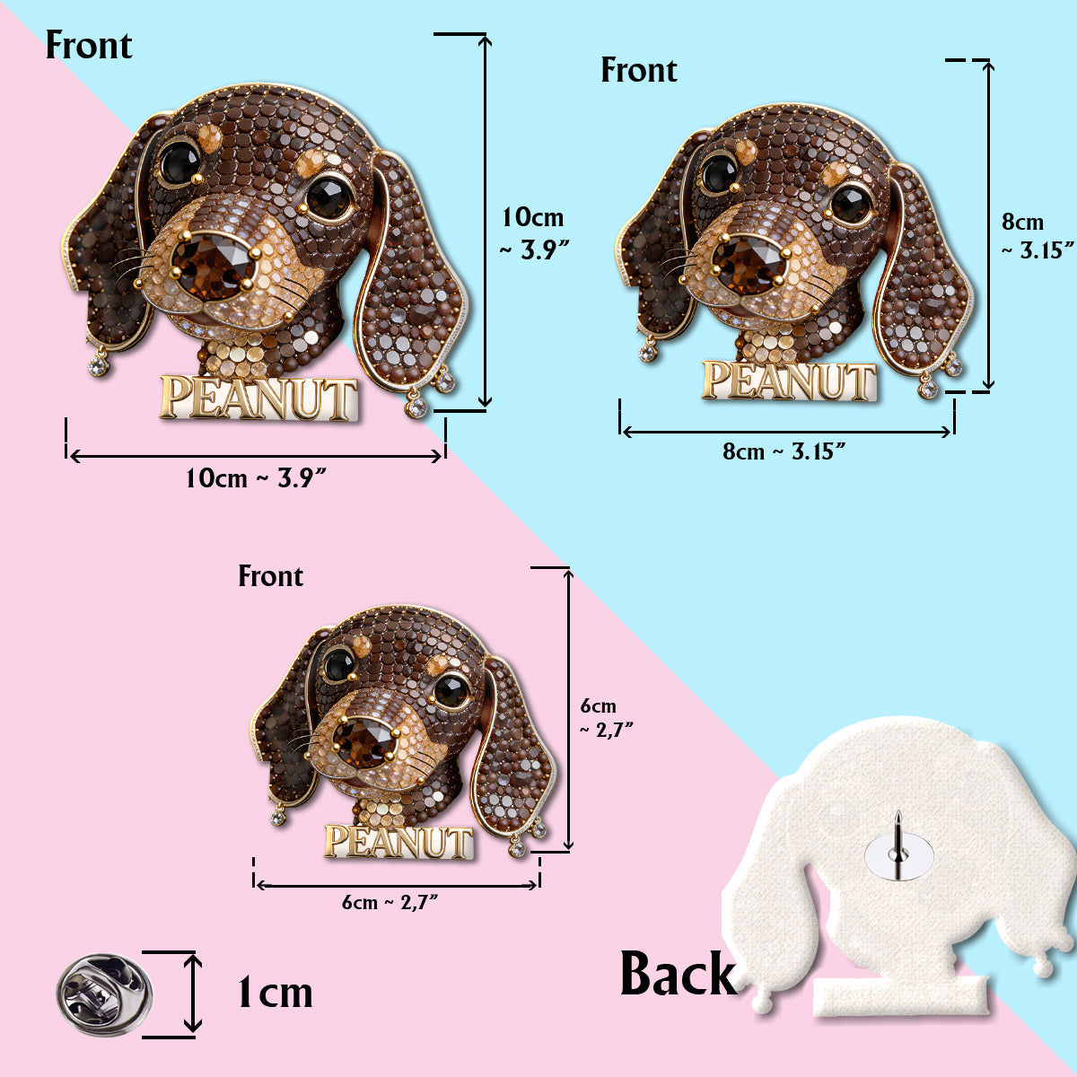 Personalized Rhinestone Australian Shepherd Pin Custom Dog Lover Gift Decorative Acrylic Pin For Jackets, Backpacks & Lanyards