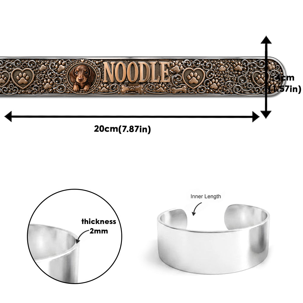 Personalized Tan Short-Haired Chihuahua Cuff Bracelet Custom Name Jewelry Gift for Chihuahua Lovers
