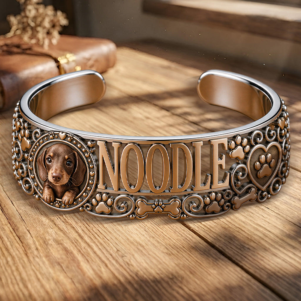 Personalized German Shepherd Custom Name Cuff Bracelet - I Love My Dog Pet Owner Jewelry Gift