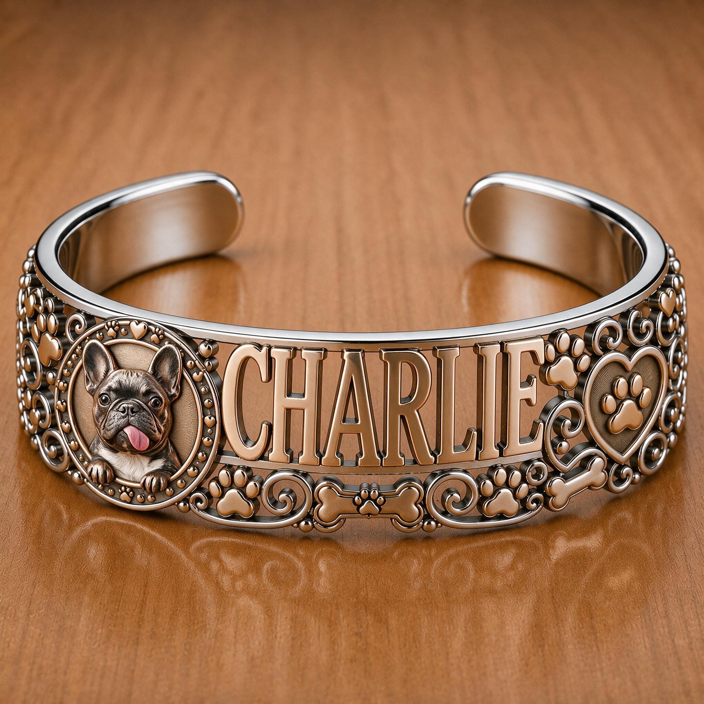 Personalized Boston Terrier Cuff Bracelet Custom Dog Name I Love My Dog Gift for Pet Owners and Dog Lovers