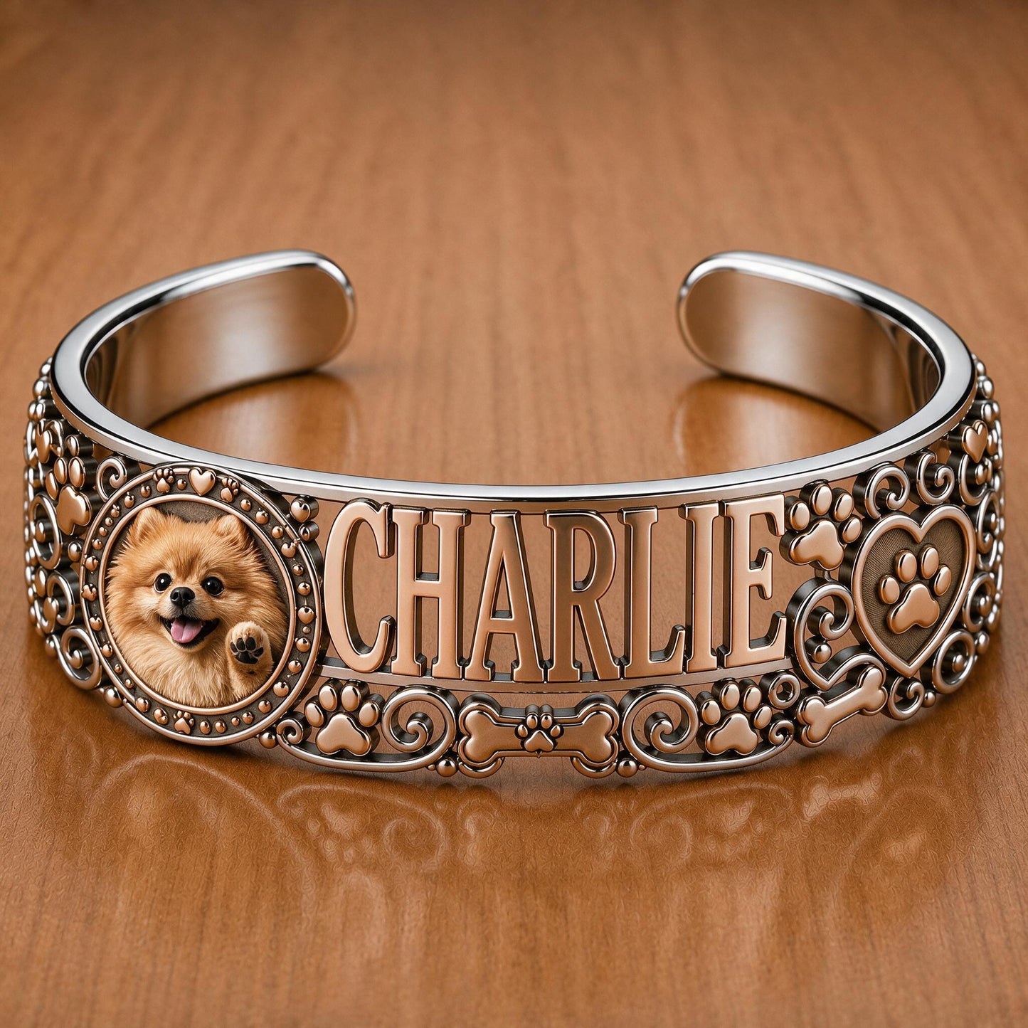 Bracelet en Cuir Personnalisé pour Chien Pomeranien - Cadeau Bijoux pour Propriétaires