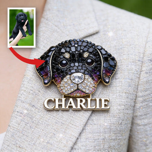 Personalisierte Funkelnde Schwarze Labrador Retriever Emaille-Anstecknadel, Individuelles Namensgeschenk für Hundefreunde und Tierbesitzer