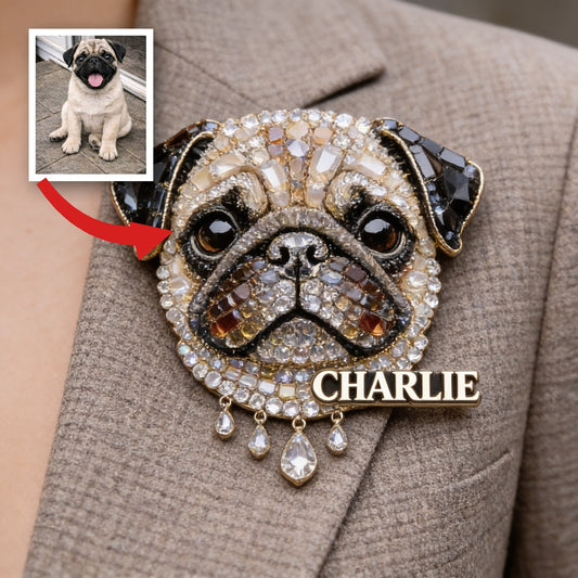 Personalisierte Funkelnde Faltenpug Acryl Emaille Anstecknadel Geschenk für Pug-Besitzer und Tierliebhaber
