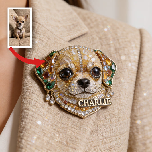 Personalisierte Tiny Jeweled Chihuahua Acryl Emaille Brosche, Einzigartiges Geschenk für Chihuahua-Liebhaber