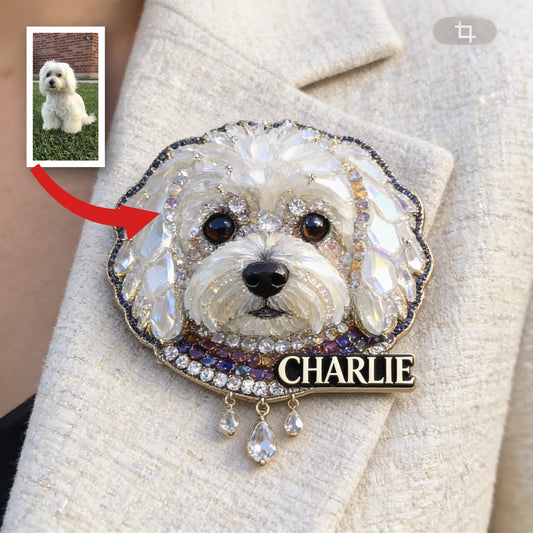 Personalisierte Funkelnde Weiße Malteser Hund Emaille-Anstecknadel, Einzigartiges Geschenk Für Malteser-Besitzer Und Tierliebhaber