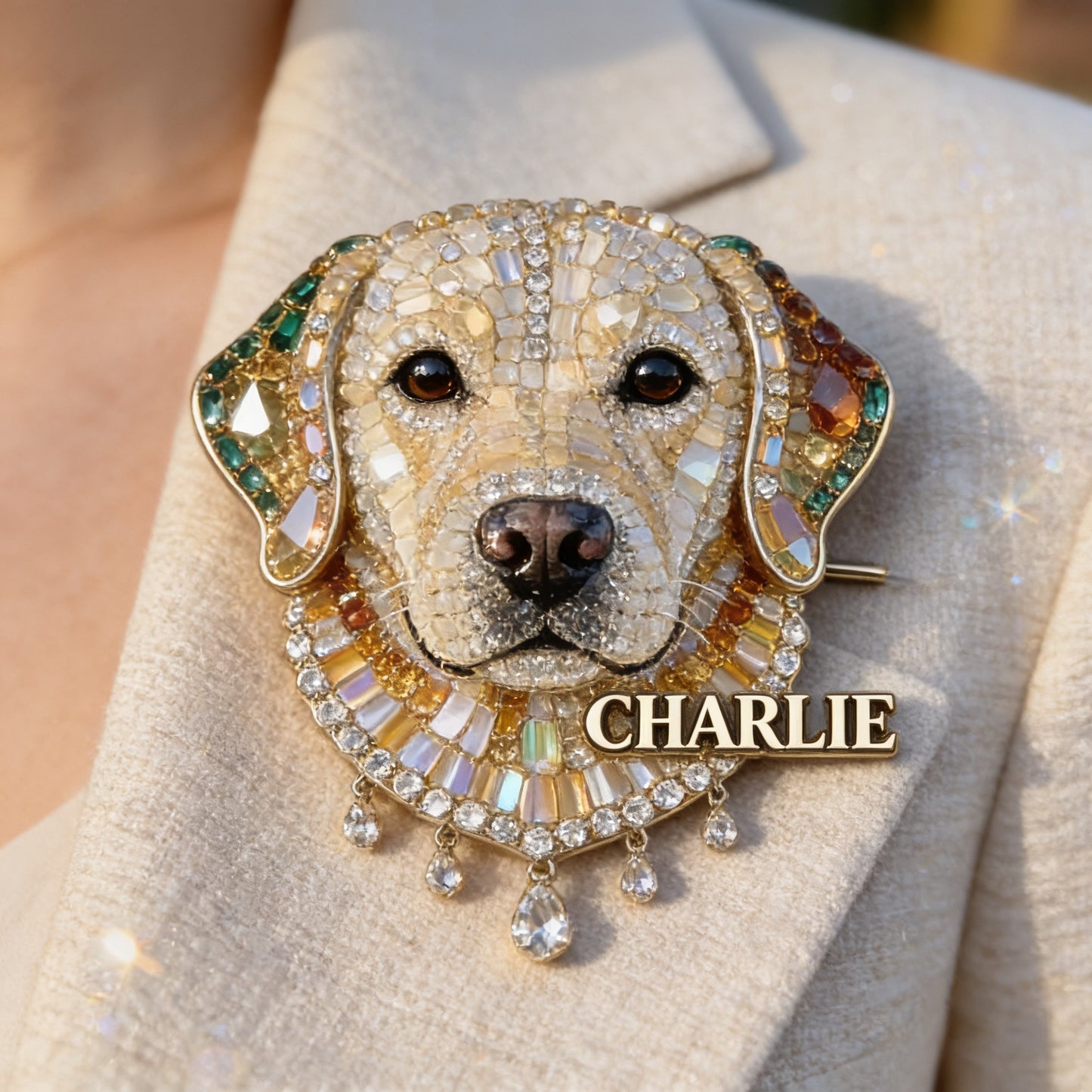 Personalized Jeweled Giant Great Dane Dog Pin, Unique Custom Gift for Pet Lovers, Jacket Backpack Decor Accessory