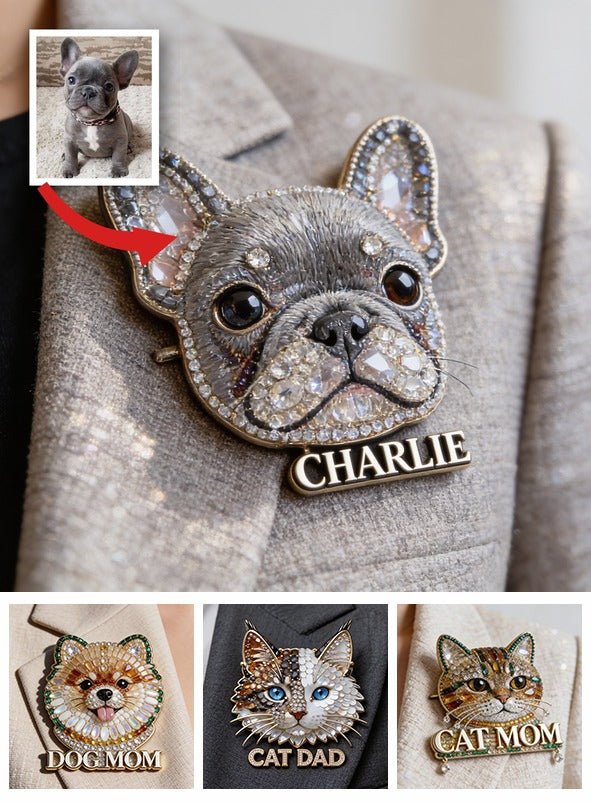 Custom Sparkly French Bulldog Pin, Personalized Name Gift For Frenchie Dog Lovers Pet Owner Accessory