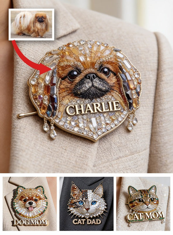 Personalized Long Haired Shih Tzu Acrylic Enamel Pin, Unique Custom Gift for Shih Tzu Owners and Pet Lovers