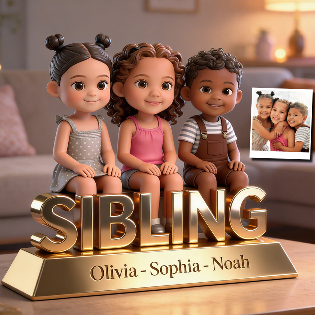 Sibling Forever Personalized Custom Shaped Acrylic Plaque, Cute Young Kids Family Keepsake Gift for Desk Home Decor