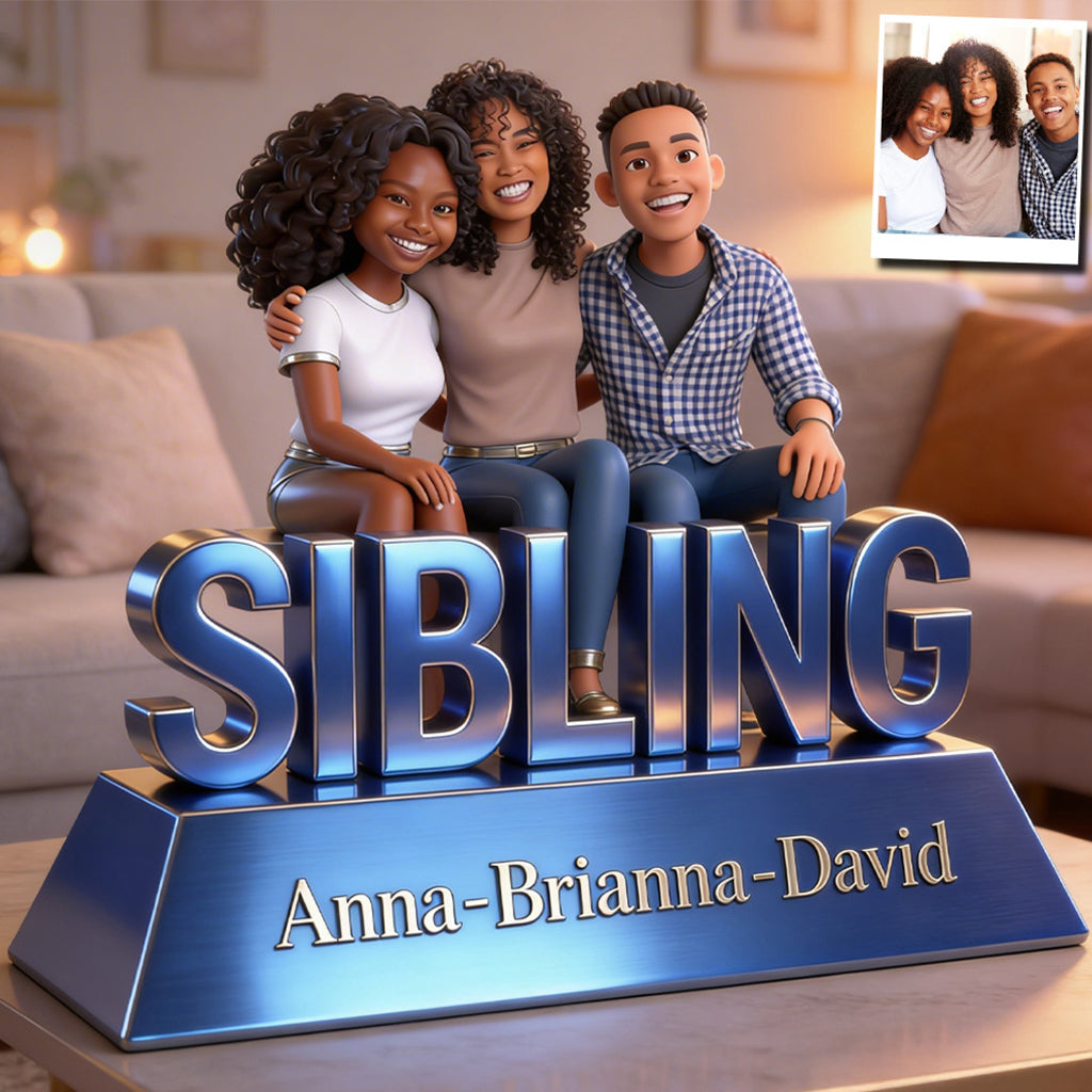 Sibling Forever Personalized Custom Shaped Acrylic Plaque, Cute Young Kids Family Keepsake Gift for Desk Home Decor