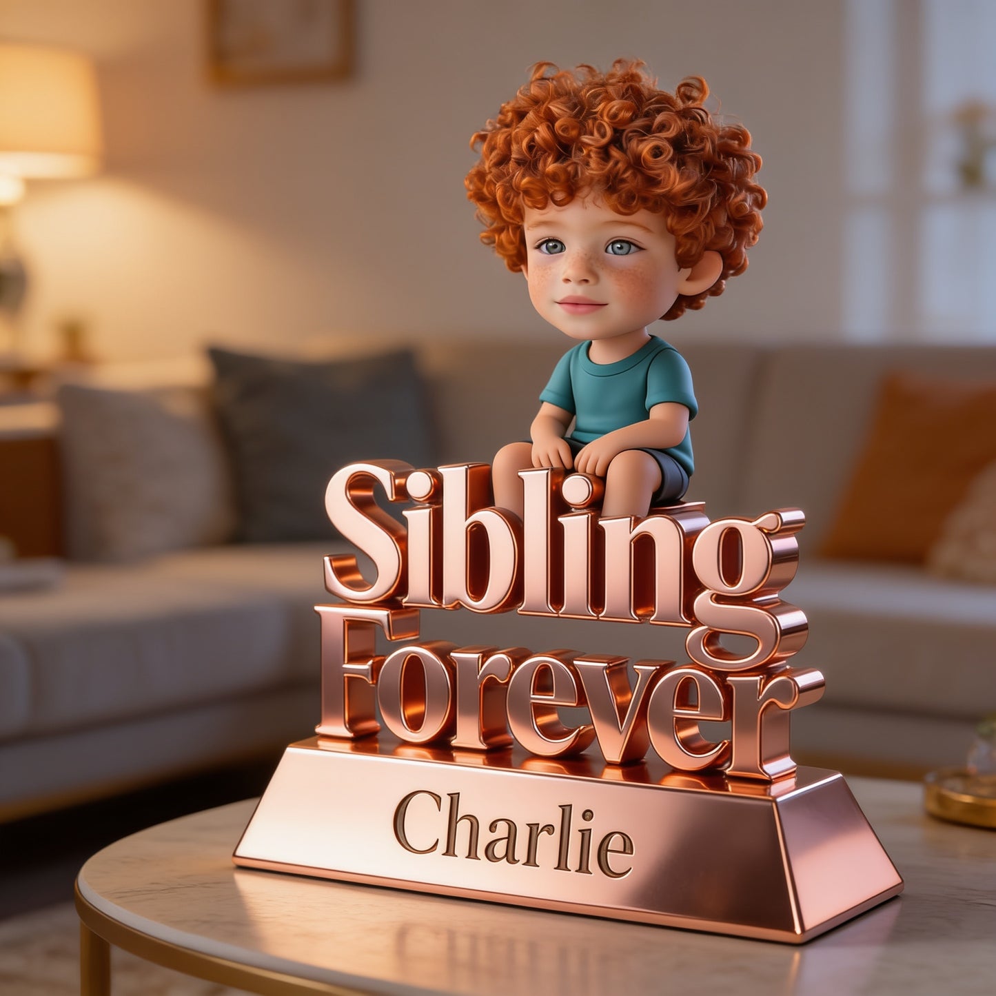 Sibling Forever Personalized Custom Shaped Acrylic Plaque, Cute Young Children Family Keepsake Gift for Desk Home Decor