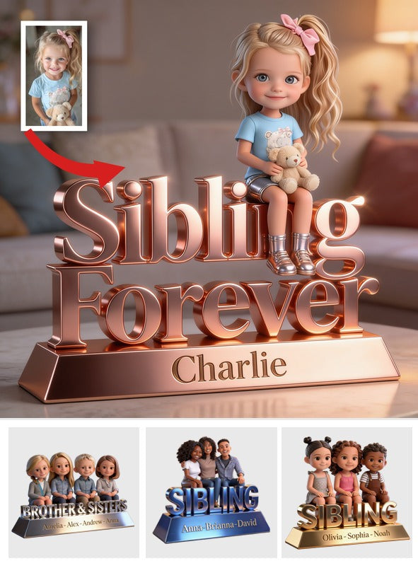 Personalized Sibling Forever Custom Shaped Acrylic Plaque, Cute Young Sibling Kids Sentimental Family Keepsake Home Decor Gift