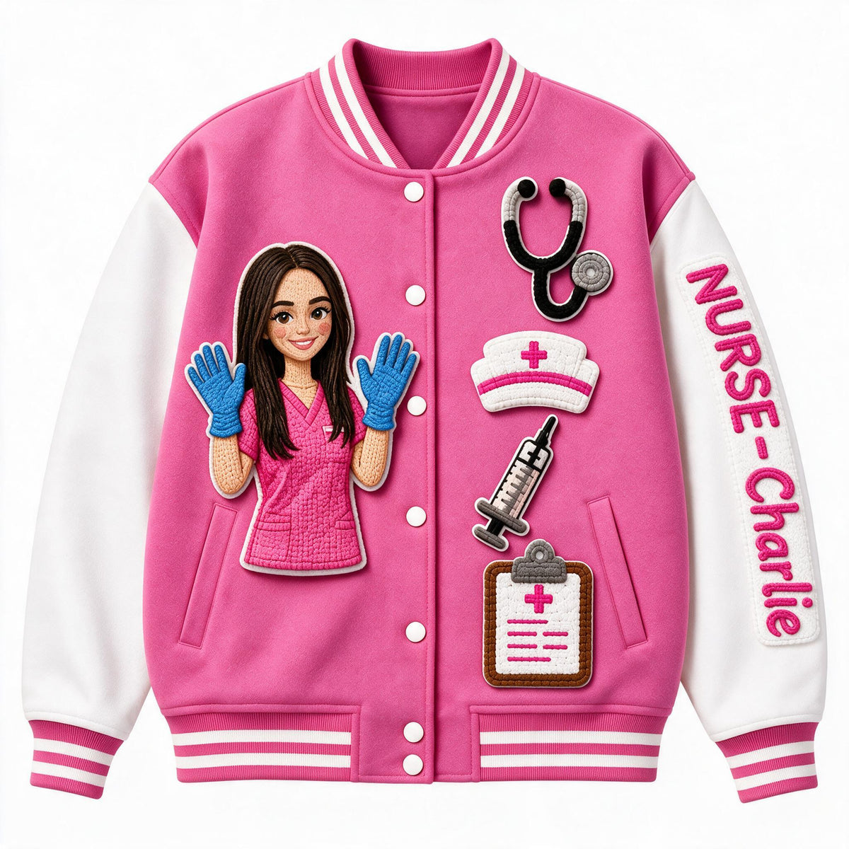 Veste Varsity Infirmière 3D Personnalisée Cadeau Appréciation Vie Infirmière