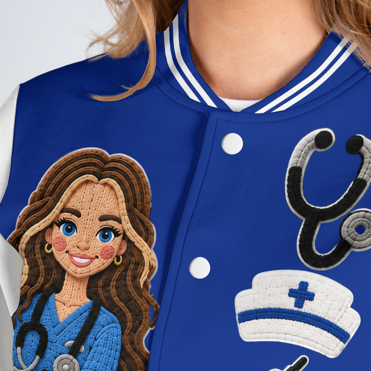Custom Photo Male Doctor Varsity Jacket, Personalized Appreciation Gift for Doctor & Healthcare Staff