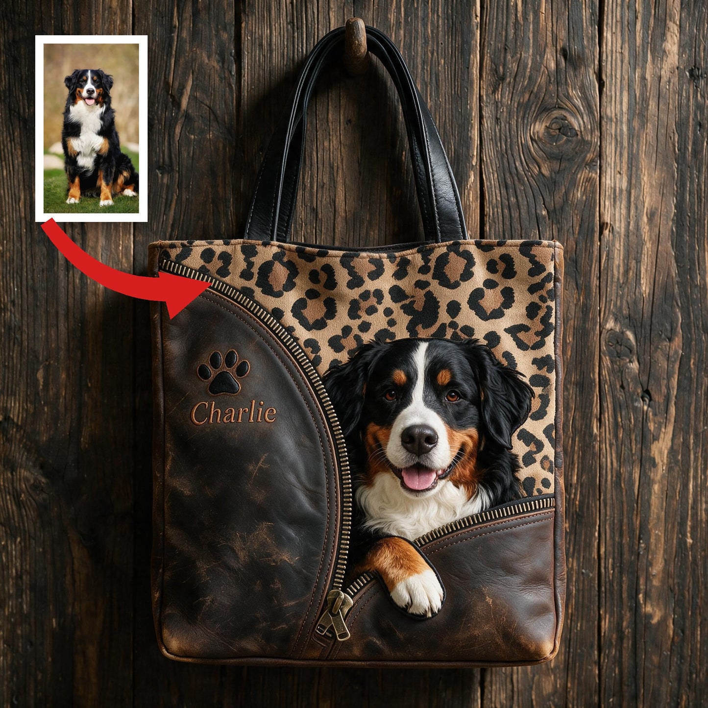 Personalized Peeking Tri-Color Australian Shepherd Tote Bag - Custom Dog Lover Gift for Aussie Owners Daily Use