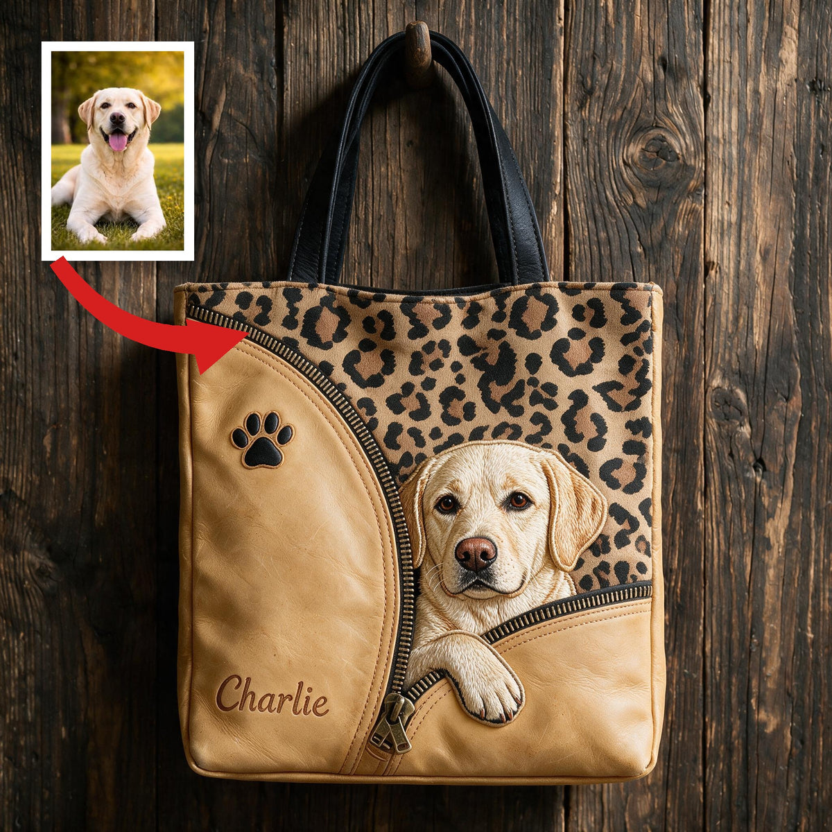 Personalized Yellow Labrador Retriever Peeking Tote Bag Custom Gift for Lab Dog Lovers and Pet Owners