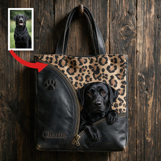 Sac fourre-tout personnalisé Labrador Noir, cadeau sur mesure pour amoureux des chiens