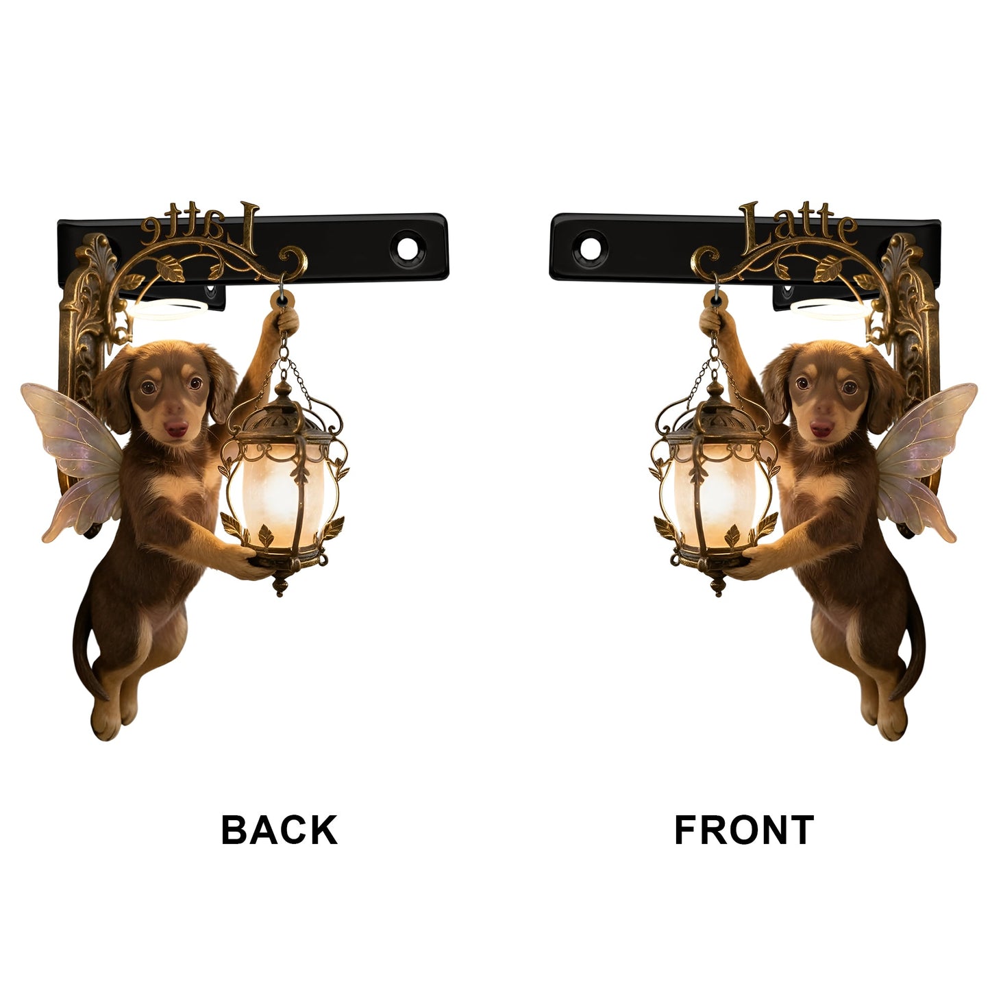 Personalized Fluffy Pomeranian Fairy Lantern Wooden Wall Mount Sign, Cute Dog Lover Home Decor Gift