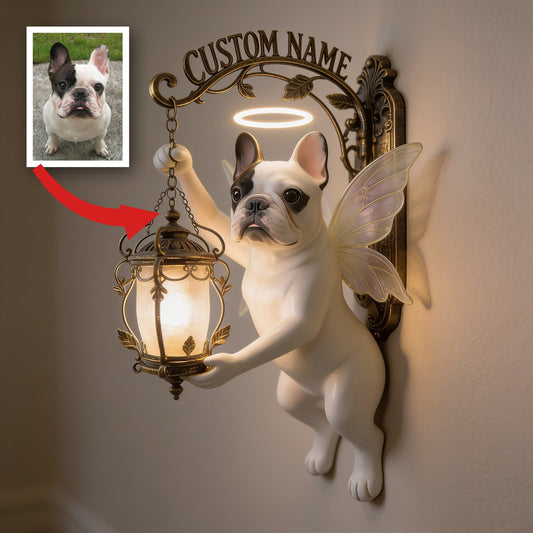 Panneau mural en bois personnalisé avec un ange Bulldog français, cadeau déco pour amoureux des chiens