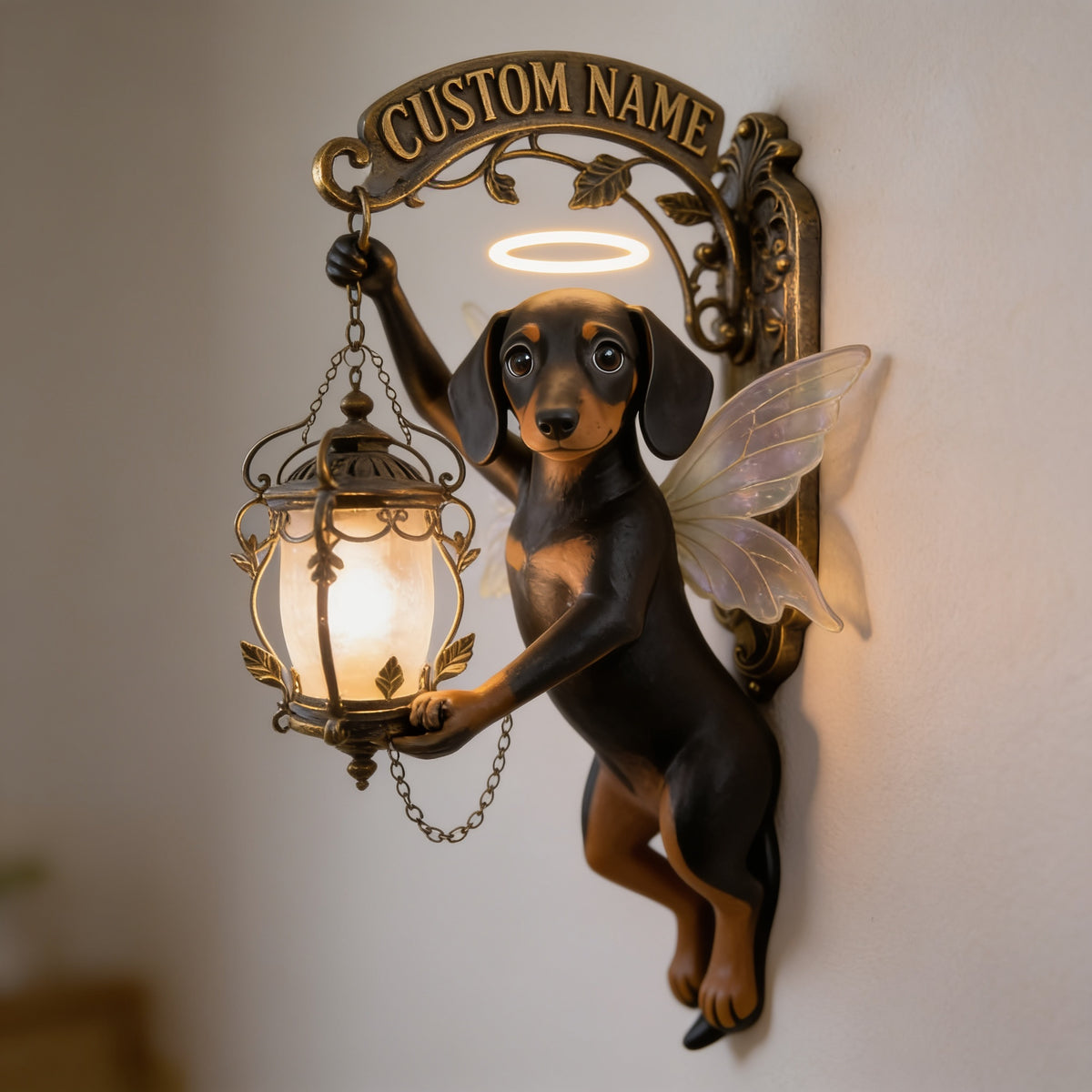 Personalized Angel Dachshund Wooden Wall Mount Sign - Unique Pet Lover Home Decor Gift for Dachshund Owners