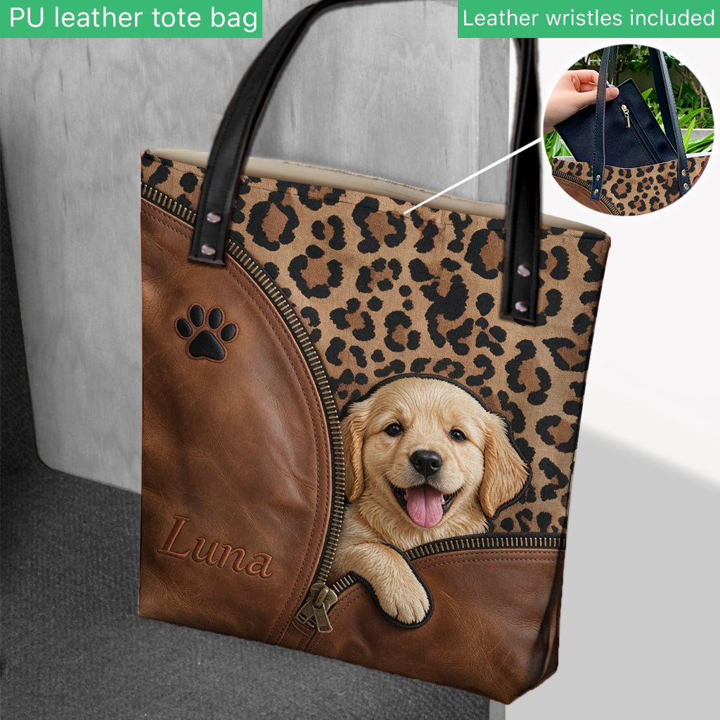 Personalized Peeking Tri-Color Australian Shepherd Tote Bag - Custom Dog Lover Gift for Aussie Owners Daily Use