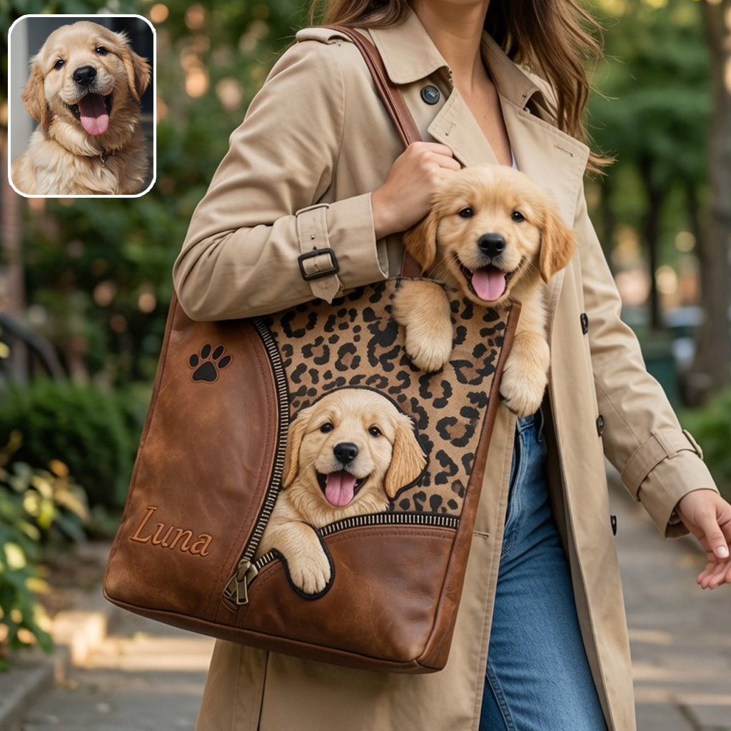Personalized Yellow Labrador Retriever Peeking Tote Bag Custom Gift for Lab Dog Lovers and Pet Owners