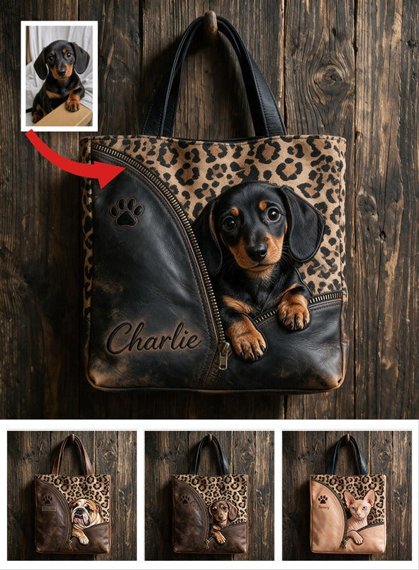 Personalized Peeking Black and Tan Dachshund Tote Bag Custom Gift for Dachshund Owners and Dog Lovers