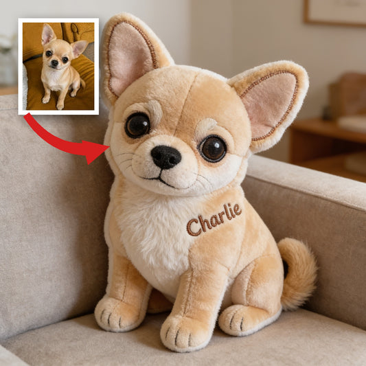 Coussin en fausse fourrure en forme de Chihuahua tan personnalisé - Cadeau pour amoureux des chiens