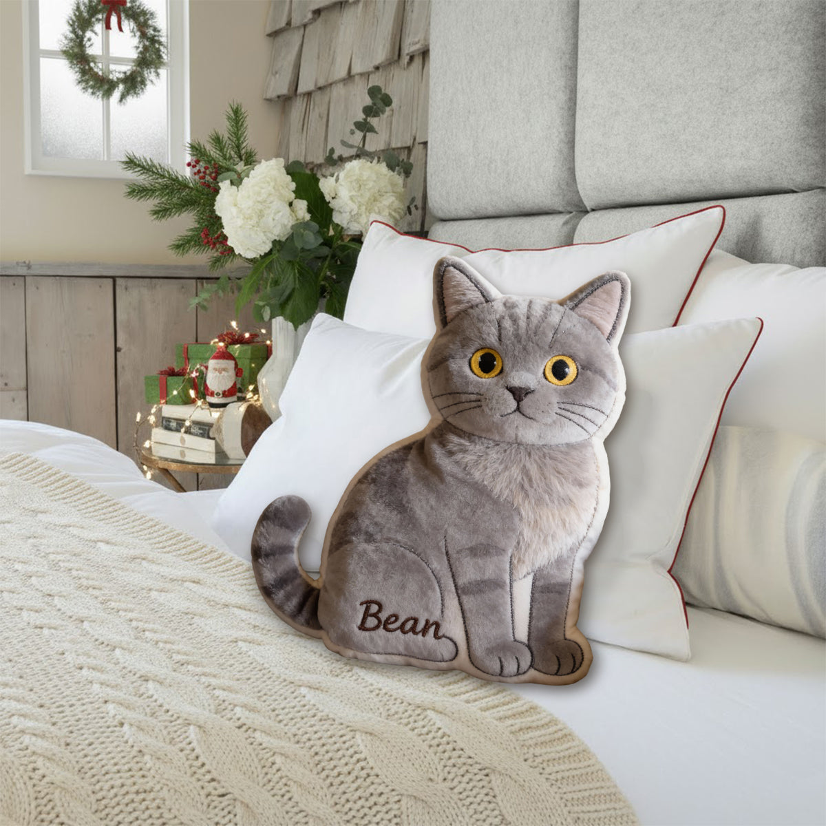 Personalized Sitting French Bulldog Faux Fur Shaped Pillow Custom Dog Lover Home Decor Gift