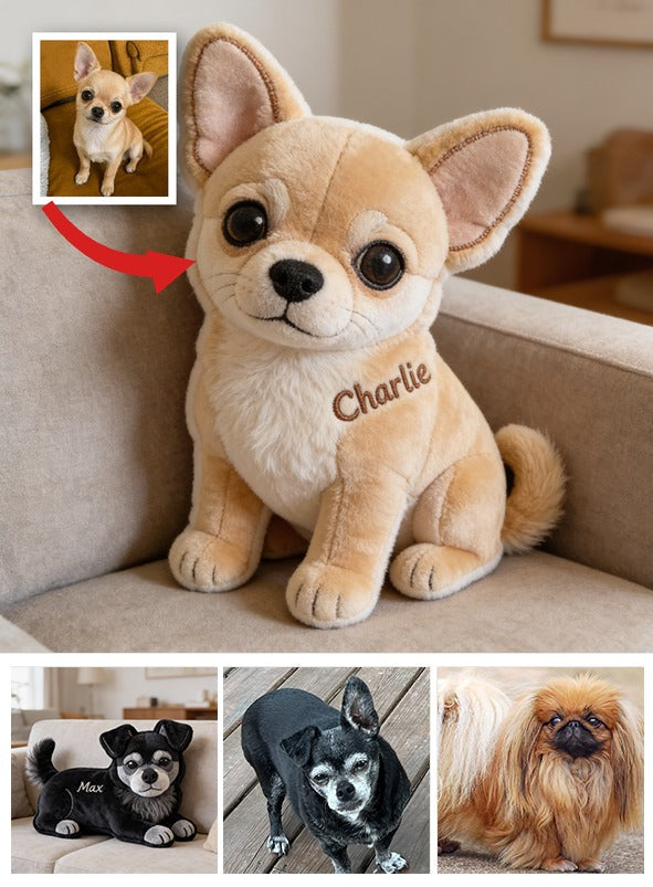 Personalized Fluffy Tan Chihuahua Shaped Faux Fur Pillow Custom Dog Lover Gift Cozy Home Decor
