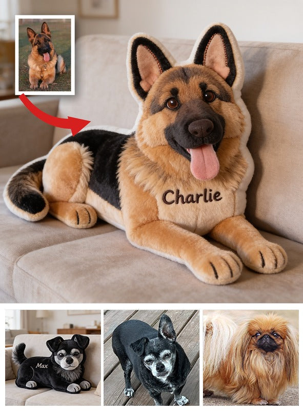 Personalized Lifelike German Shepherd Shaped Faux Fur Pillow Custom Dog Lover Home Decor Gift