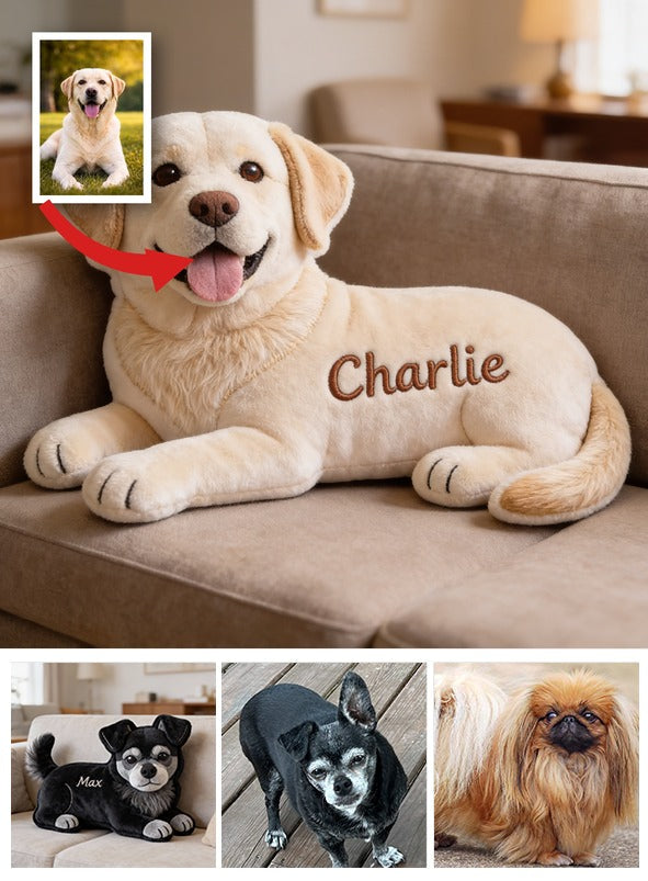 Personalized Yellow Labrador Retriever Faux Fur Shaped Pillow, Custom Gift for Dog Lover Home Decor