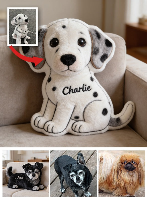 Personalized Dalmatian Puppy Faux Fur Shaped Pillow Custom Dog Lover Home Decor Gift