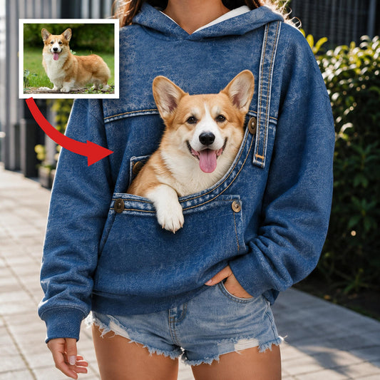 Hoodie Personnalisé Adorable avec Imprimé de Corgi Gallois Sourire