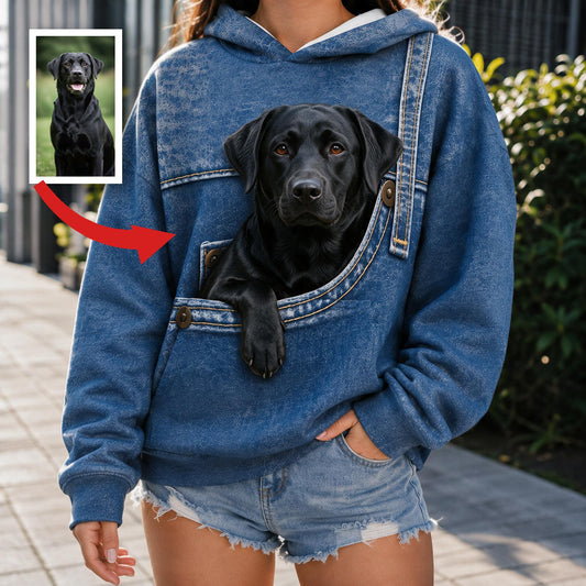 Hoodie Personnalisé Noir Labrador Retriever Imprimé, Cadeau Mignon pour Amoureux des Chiens
