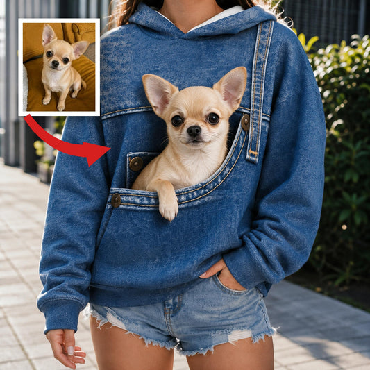 Hoodie Imprimé Tout En Un avec un Mignon Chihuahua, Cadeau Unique pour Amateurs de Chihuahua